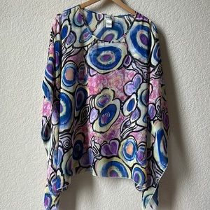 Shana K Bright Sheer Tunic Blouse Size XL